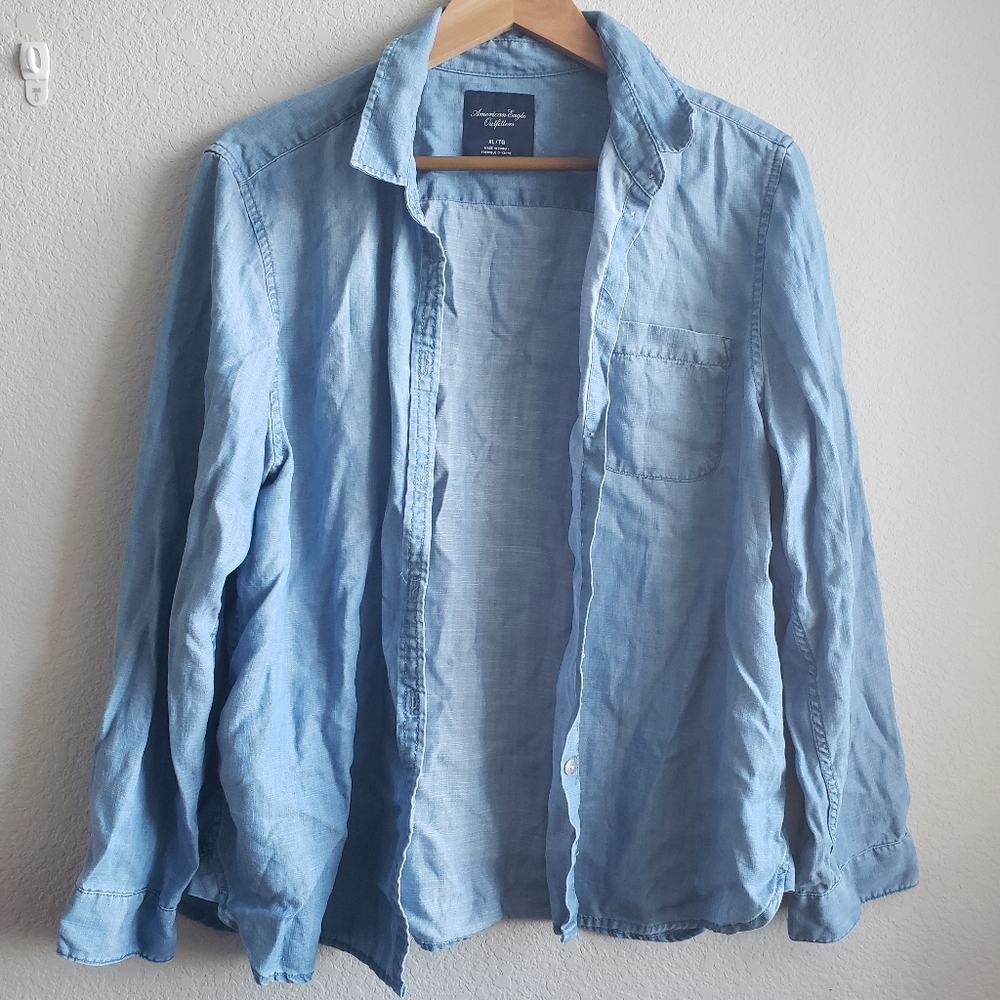 American Eagle Jean Button Up Shirt